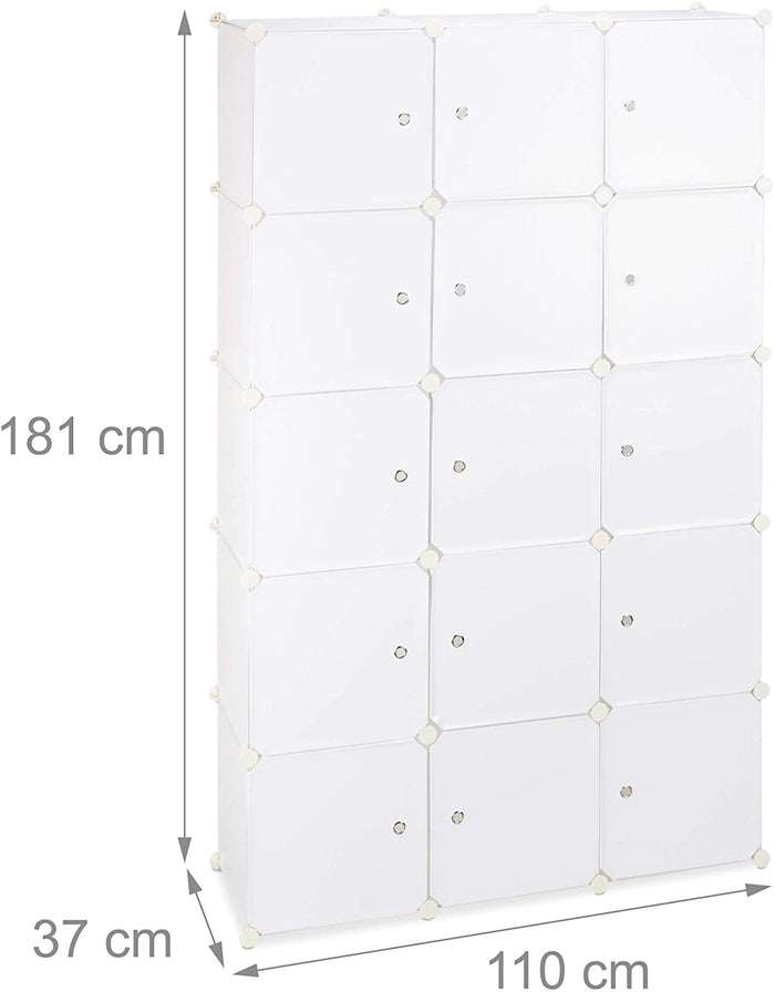 Mensola a cubo, contenitore per armadio, 11 scomparti, 2 aste in plastica bianca 13_0001262_2