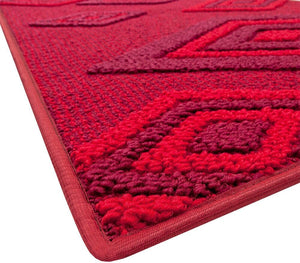 Tappeto Cucina Rombi .3D 57x180 Cm Assorbente Morbido Moderno Antiscivolo Bordeaux