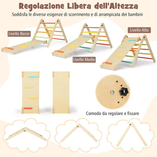 7 in 1 Set da Arrampicata per Bambini, Giocattoli da Arrampicata Pieghevole con Rampa Reversibile Sgabello Convertibile Tavolo e Sedia Lavagna, 3-14 Anni (Colorato)