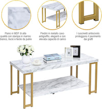 Tavolino da Salotto Rettangolare, Tavolino da Caffè Stile Industriale, Struttura di Metallo, per Soggiorno Camera da Letto