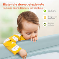 Box per Bambini, Centro Attivit¨¤ Portatile con Cancelli di Sicurezza con Ventose Antiscivolo, Pareti a Rete Traspirante e 2 Anelli per Bambini, con 50 Palline (Azzurro chiaro)