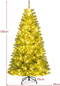 Albero di Natale Artificiale 180 cm, Albero di Natale Pre-illuminato con 700 Luci LED, 680 Rami, Telecomando, Timer e Guanti, Modalità e Luminosità Regolabili
