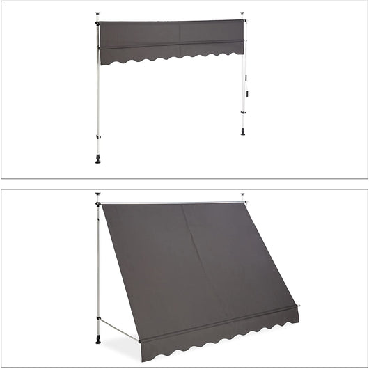Tenda da balcone telescopica a manovella altezza regolabile in acciaio poliestere resistente ai raggi UV 250 x 120 cm grigio 13_0002541_4