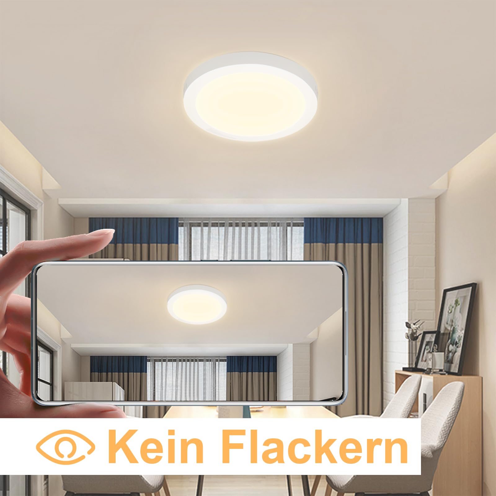 ZMH Lampada da soffitto LED set 2 pezzi tonda 18W 3000K 23cm bianca caldo moderna per corridoio interno
