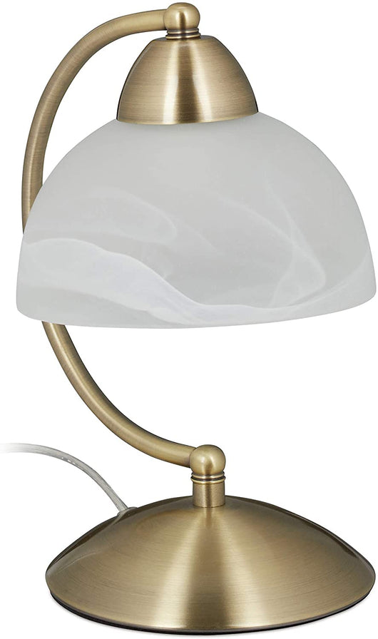 Lampada da tavolo vintage vetro opalino ottone 40 watt 13_0001463