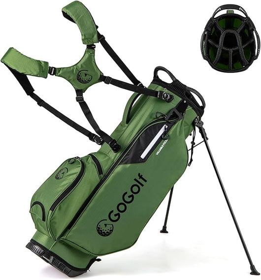 Borsa da Golf con Divisori Superiori a 8 Vie & 5 Tasche con Cerniera, Tracolla Regolabile a Doppia Spalla, Cappuccio Antipioggia e Portombrelli, Sacca da Golf per Donna e Uomo