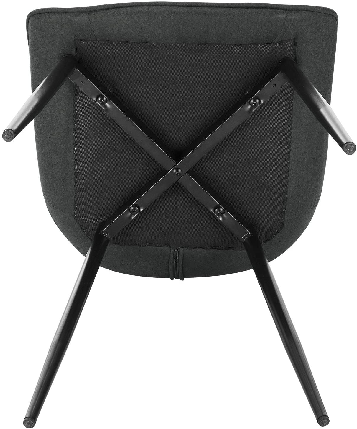 Set di 2 sedie per sala da pranzo sedie da cucina seduta in tessuto piedino in metallo antracite 19_0000187