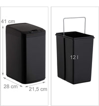 Pattumiera da cucina coperchio automatico con guarnizione contenitore 12 litri nero 13_0002336_2