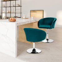 Sgabelli da Bar Girevole in Velluto, Sgabelli Cucina Moderni Design Alte con Schienale, Sedia Rotondo Regolabile in Altezza, con Braccioli, per Cucina Ufficio Bar (Verde)