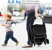 Passeggino Leggero per Bambini, Passeggino da Viaggio con Schienale Regolabile, Passeggino Portatile per Bambini con Schienale Reclinabile e Cappotta Regolabile, per Bambini 0-3 Anni