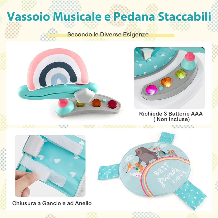 Jumperoo per Bambini, Centro attività Saltella con Altezza Regolabile, Gioco Saltellante con Sedile Girevole a 360°, Saltarello per Neonati con Luci e Suoni per Bambini 6+ Mesi (Blu)