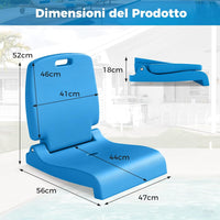 Sedia da Piscina Esterno, Sedia Pieghevole con Maniglia e Supporto, Foro di Drenaggio, Struttura in PE, Design Leggero per Spiagga, Campeggio, Pesca, Portata 100 kg (Blu)