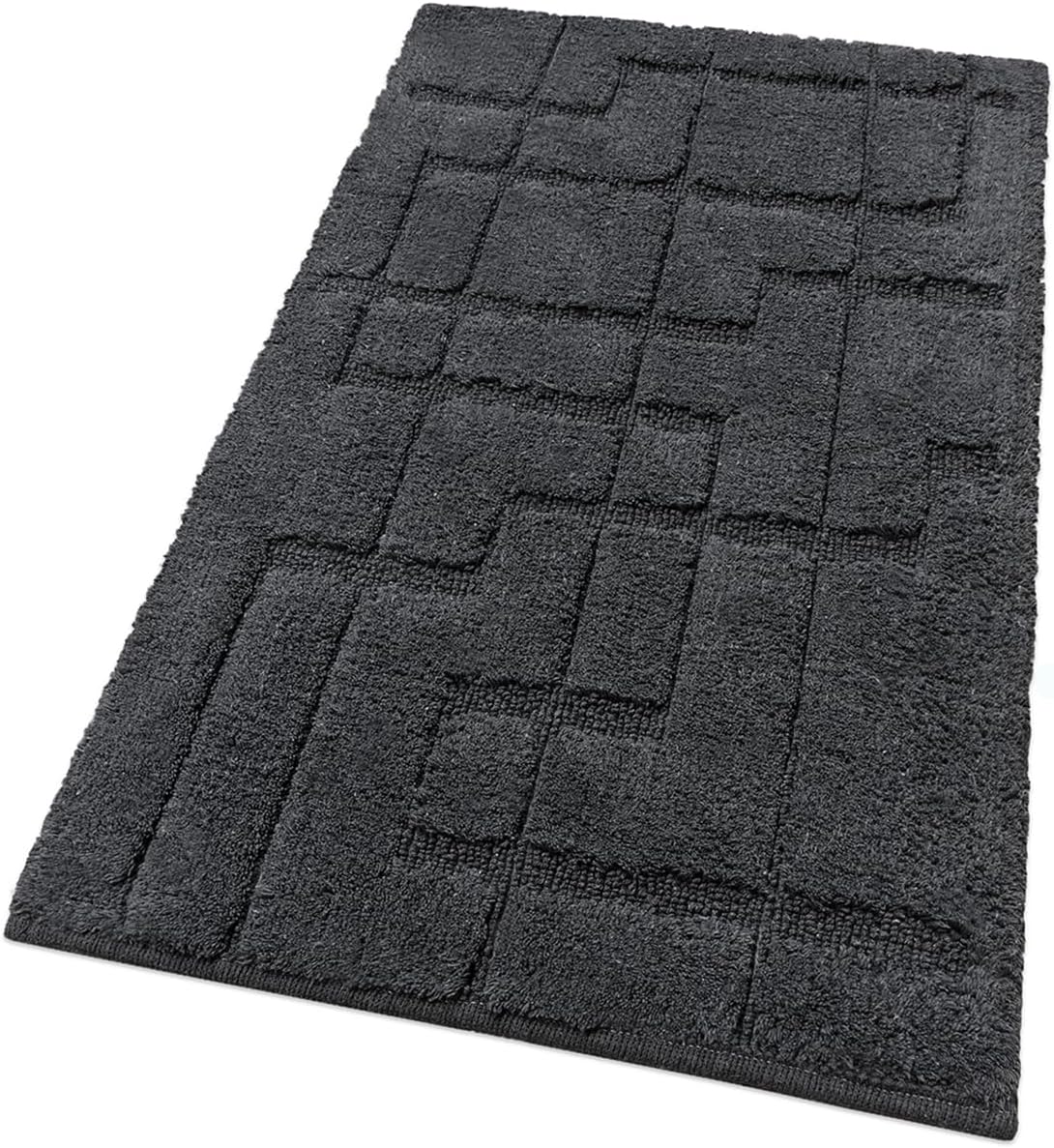 Tappeto Bagno Puro Cotone Morbido 3D Camera Sendiletto Elegante Lavabile Antracite 55x120 cm