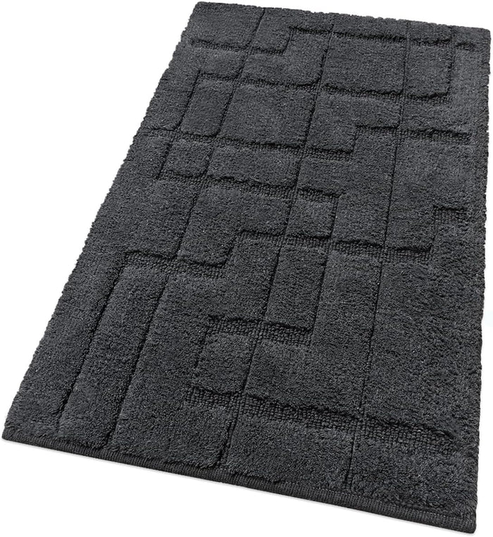 Tappeto Bagno Puro Cotone Morbido 3D Camera Sendiletto Elegante Lavabile Antracite 55x120 cm