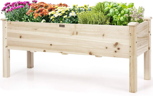 Fioriera da Esterno in Legno, Fioriera Rialzata per Coltivazione di Ortaggi, Fiori, Erbe e Frutta, Fioriera per Balcone, Giardino e Cortile, 120 x 43,5 x 51cm