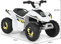 6V Quad Elettrico per Bambini con Batteria, Mini Quad con Funzione Avanti/Indietro, Velocità Massima 4,6 km/h (Bianco)