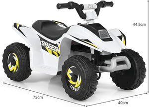 6V Quad Elettrico per Bambini con Batteria, Mini Quad con Funzione Avanti/Indietro, Velocità Massima 4,6 km/h (Bianco)
