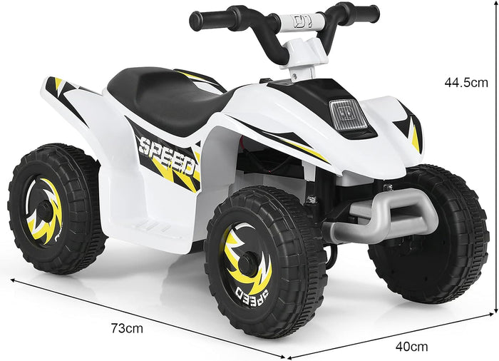 6V Quad Elettrico per Bambini con Batteria, Mini Quad con Funzione Avanti/Indietro, Velocità Massima 4,6 km/h (Bianco)