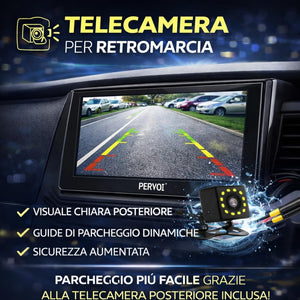 Autoradio 2 DIN 7" Touchscreen HD, Apple CarPlay e Android Auto Wireless, Bluetooth, Controllo Volante, Universale con Telecamera Retromarcia Inclusa