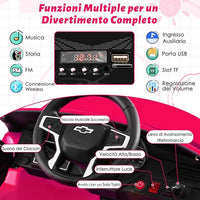 12V Macchina Elettrica per Bambini Chevrolet, SUV Elettrica con Telecomando Luci Luminose e Musica, 3-3,5 km/h, Ideale per Bambini di 3-6 Anni (Rosa)