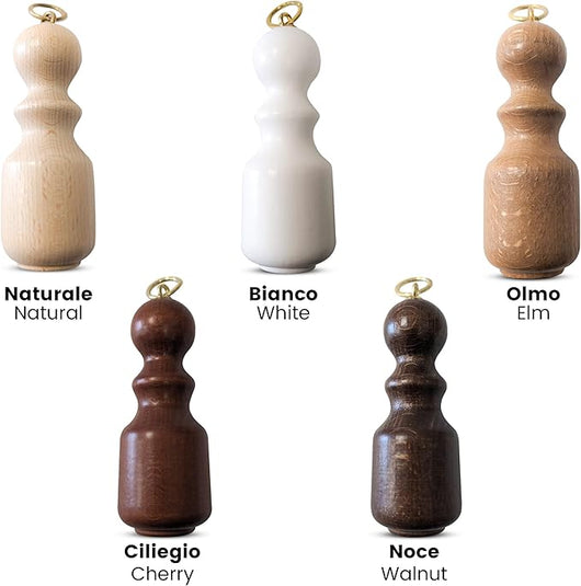 Peso per Tende in Legno con Fiocco Tendifune, Pomolo Colore Ciliegio, per Bastone in Legno con Movimento a Corda - Diametro 38mm, Lunghezza 11cm