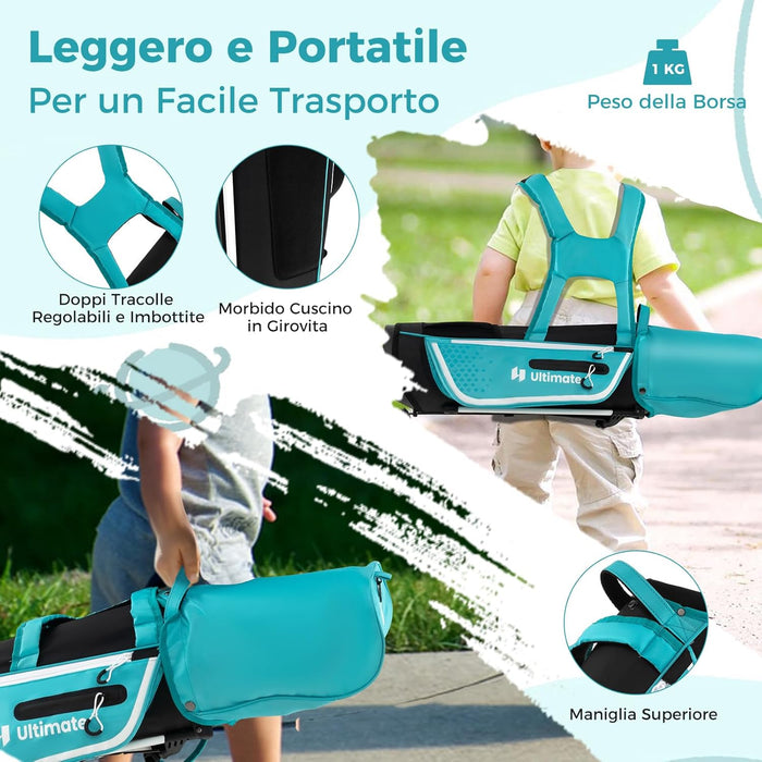 Set di Mazze da Golf per Bambini 5-7 Anni, Set Allenamento Golf con Sacca, Fodera Impermeabile, Legno di Fairway 3, Ferro 7, Ferro S e Putter per Bambini e Bambine, Destrorso