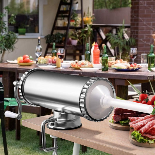 2,5kg Insaccatrice per Salsiccia Macchina per la Produzione di Salsicce Insaccatrice Manuale, in Acciaio Inossidabile, Salsicce Siringa con 3 Tubi di Riempimento