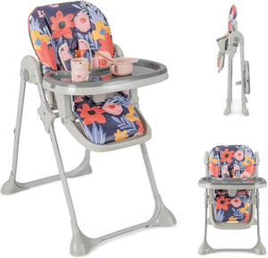 Seggiolone Pappa Pieghevole per Bambini, Seggiolone Portabile con Schienale e Altezza Regolabili, con Ruote, per Bambini 6-36 Mesi, Grigio (Viola)