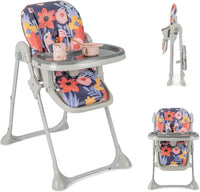 Seggiolone Pappa Pieghevole per Bambini, Seggiolone Portabile con Schienale e Altezza Regolabili, con Ruote, per Bambini 6-36 Mesi, Grigio (Viola)