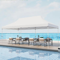 Gazebo Pieghevole da Giardino 3 x 6m, Gazebo Pop-up con Borsa da Trasporto, Regolabile in Altezza, per Feste, Barbecue, Giardino e Spiaggia (Bianco)