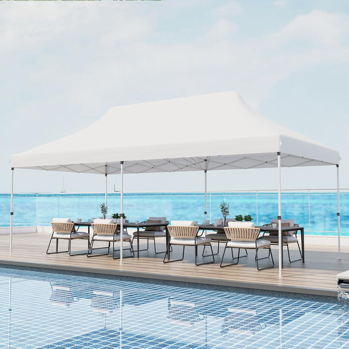 Gazebo Pieghevole da Giardino 3 x 6m, Gazebo Pop-up con Borsa da Trasporto, Regolabile in Altezza, per Feste, Barbecue, Giardino e Spiaggia (Bianco)