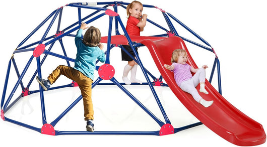 Cupola di Arrampicata, Struttura per Arrampicata con Scivolo, Capacità di Carico di 180 KG, per Bambini da 3 a 10 Anni, Ideale per Palestra, Cortile e Giardino (Rosso)