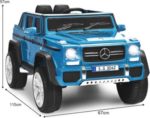 Mercedes Benz Macchina Elettrica per Bambini 12V, Veicolo Elettrico con Luci LED e Chiusura di Sicurezza, Macchina Cavalcabile per Bambini 3-8 Anni (Blu)