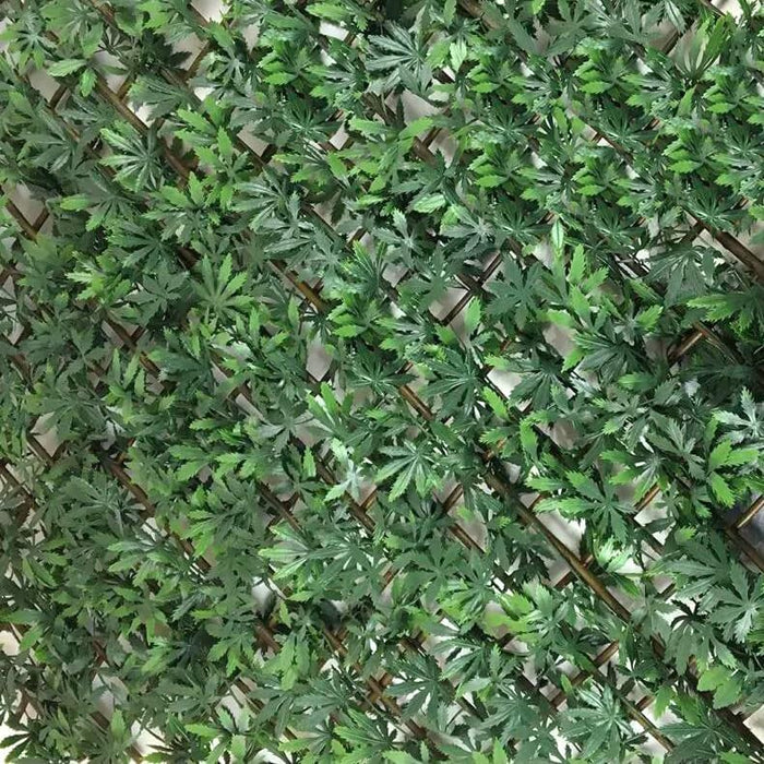 Siepe Artificiale Estensibile Foglie 3D Recinto 100x200 Cm Separè Divisore Traliccio Legno