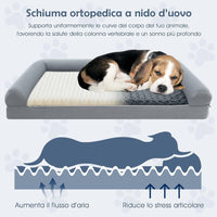 Cuccia Cane Interno in Schiuma, Brandina per Cani con Cuscino, Copertura Rimovibile e Tessuto Interno Impermeabile, Lettino per Animali Domestici, Grigio (122 x 89 x 18 cm)