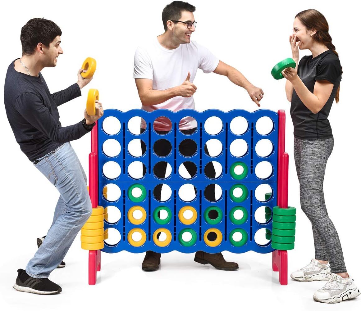 Forza 4 Gigante Mega 4 in Linea Quattro Insieme, Gioco da Tavolo Gioco di Fila per Bambini, 120 x 42 x 104 cm (Rosso)