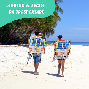 Set di Sedie da Spiaggia e Tavolino, Sedie da Esterno Reclinabili con Tavolino da Campeggio, Set di Tavolino in Alluminio e 2 Sedie Pieghevoli da Spiaggia a 5 Posizioni (Blu+Giallo)