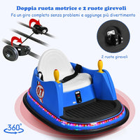 Veicolo Elettrico Macchina Elettrica Design Autoscontro per Bambini, Girevole a 360°, con Luci e Musica, con Telecomando, per Bambini 2-5 Anni (Blu)