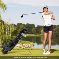 Sacca da Golf con Supporto, Borsa da Golf a 4 Scomparti con 4 Tasche con Cerniera, Borsa Frigo, Tracolla Doppia, Cappuccio Antipioggia, Supporto per Ombrellone