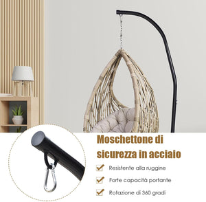 Supporto per Amaca a Sedia a Forma di C, Sostegno per Sedia in Acciaio, Carico Massimo di 150 kg, Nero (Solo Telaio, Senza Amaca a Sedia)