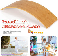 Balance Board di Legno, Pedana di Equilibrio, Tavola Curva per Yoga, Tavola Oscillante Naturala per Bambini e Adulti