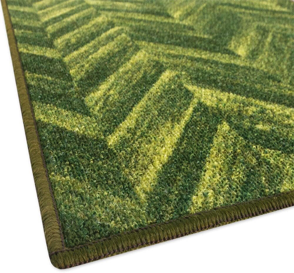 Tappeto Cucina Tessitura Piatta Effetto Parquet Antiscivolo Corridoio Bagno Verde 57x190 cm