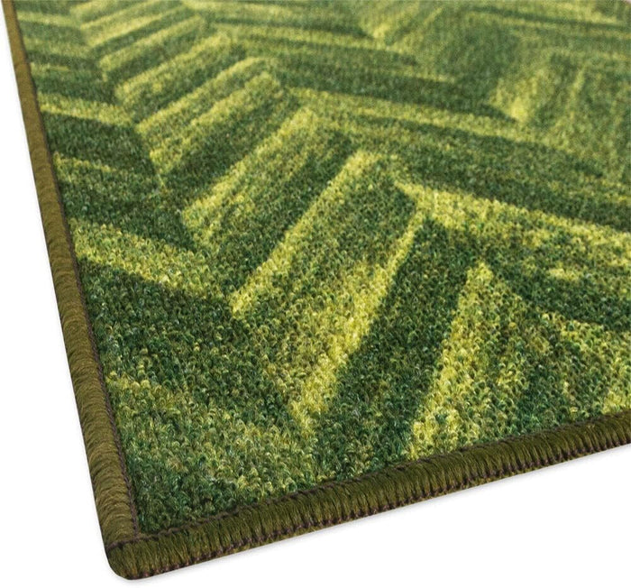 Tappeto Cucina Tessitura Piatta Effetto Parquet Antiscivolo Corridoio Bagno Verde 57x140 cm