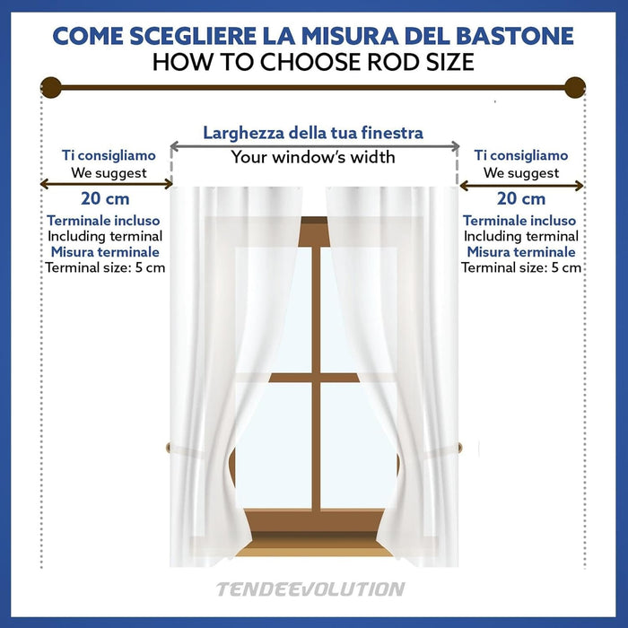 Bastone Tenda in Legno di Alta Qualità, diametro 35 mm a strappo colore ciliegio lunghezza 160 CM