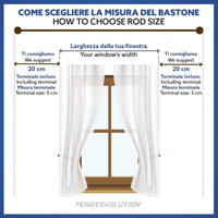 Bastone Tenda in Legno di Alta Qualità, diametro 35 mm a strappo colore naturale lunghezza 160 CM