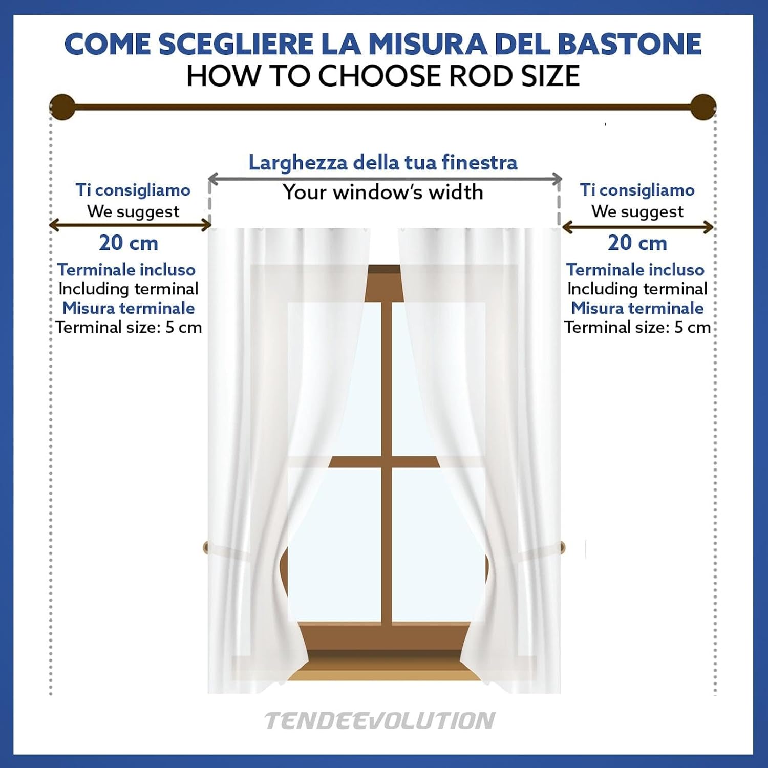 Bastone Tenda in Legno di Alta Qualità, diametro 35 mm a strappo colore olmo lunghezza 300 CM