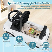 Macchinina Cavalcabile per Bambini, Macchina a Spinta con Clacson, Suoni del Motore e Spazio di Stoccaggio, Auto Giocattolo per Bambini da 1-3 Anni (Bianco)