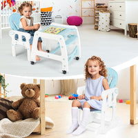 Seggiolone Pappa per Bambini 3 in 1, Seggiolone per Neonati con Vassoio Rimovibile, Cuscino per Seduta, Schienale Regolabile, per 6-36 Mesi, Capacità di Carico 20 kg (Blu)