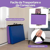 Tappetino Yoga Pieghevole e Portatile, Tappeto Palestra Spesso e Morbido con Maniglie, Tappeto Fitness per Case e Palestra, 180 x 60 x 4 cm