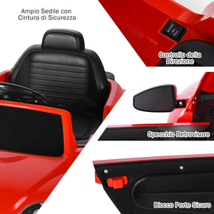 12V Volkswagen Macchina Elettrica per Bambini, Auto Elettrica con Telecomando Luci Musica Doppia Porta, 5km/h Carico 30kg, per Bambini 3-8 Anni (Rosso)